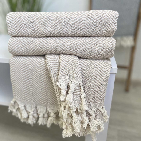 Плед покривало 200х230 зигзаг беж