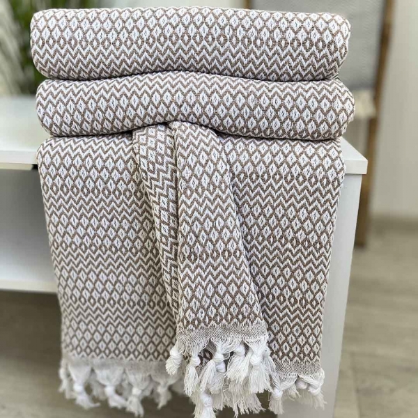 Плед покривало 200х230 ромб беж