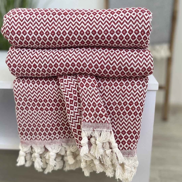Плед покривало 200х230 ромб червоний