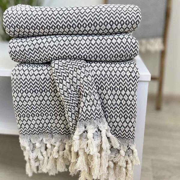 Плед покривало 200х230 ромб графіт