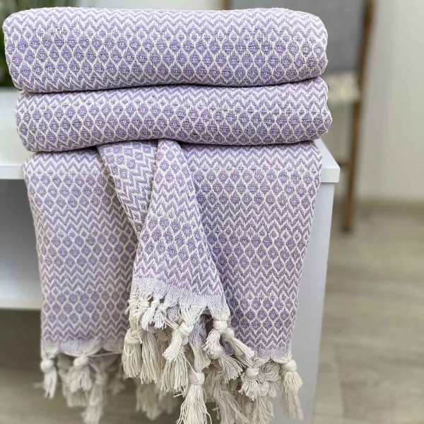 Плед покривало 200х230 ромб ліловий