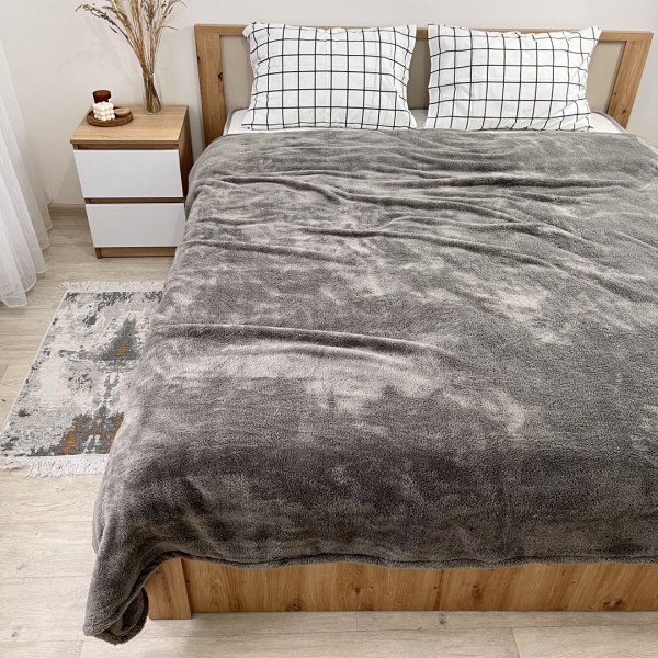 Плед покривало велсофт травка графіт