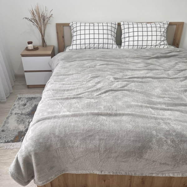 Плед покривало велсофт травка сірий