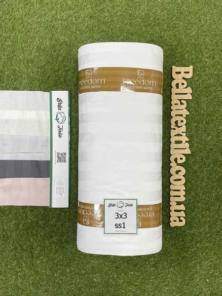 Страйп сатин Napolyon N1 полоска 3х3 білий