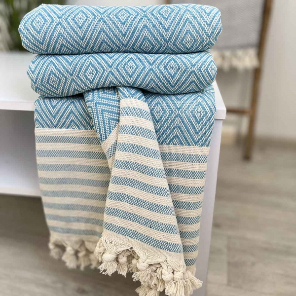 Плед покривало 180х230 ромб аквамарин