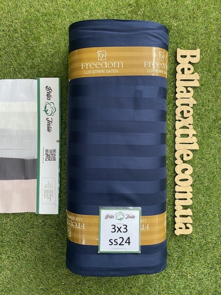 Страйп сатин Napolyon N24 полоска 3х3 синій