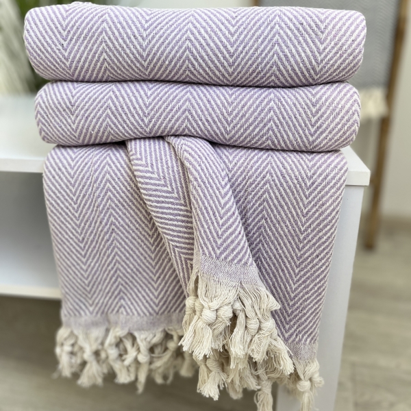 Плед покривало  200х230 зигзаг ліловий