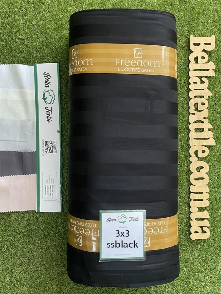 Страйп сатин Napolyon Nblack полоска 3х3 чорний