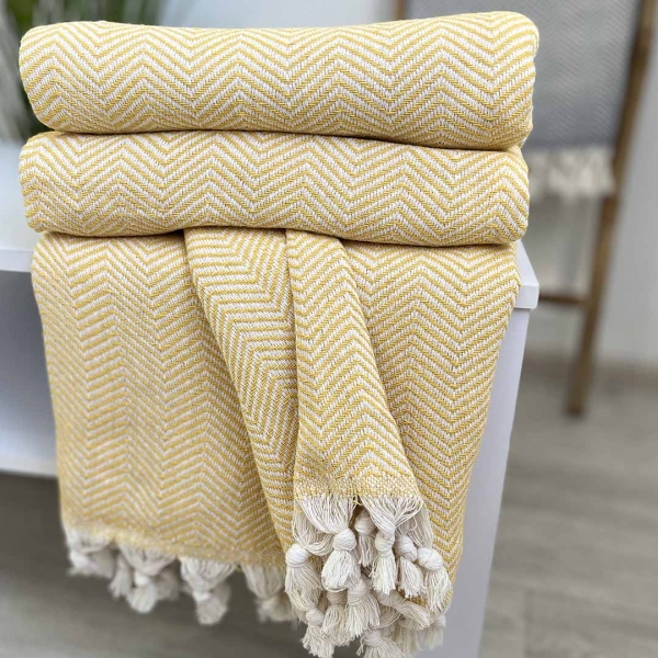 Плед покривало 200х230 зигзаг жовтий