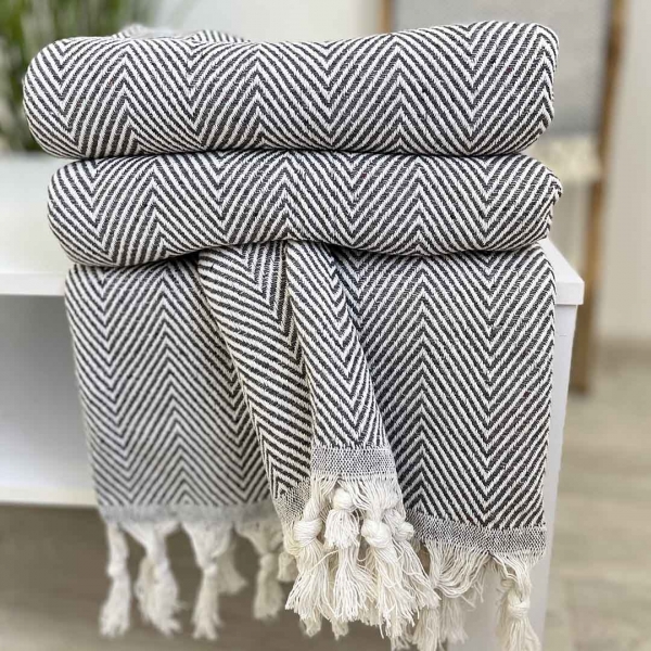 Плед покривало  200х230 зигзаг графіт