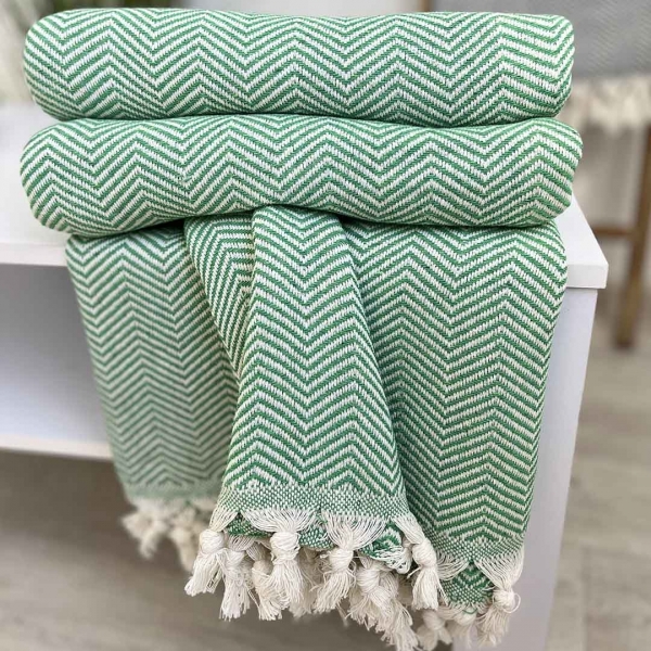 Плед покривало 200х230 зигзаг зелений