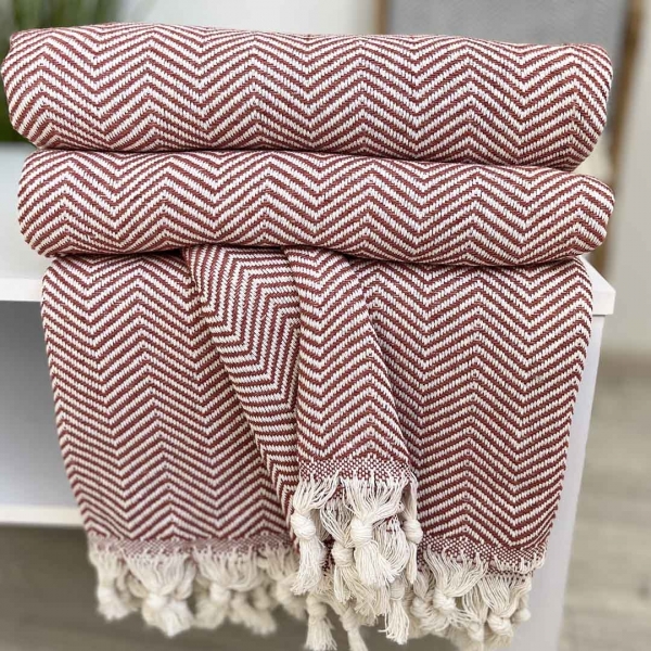 Плед покривало  200х230 зигзаг теракот