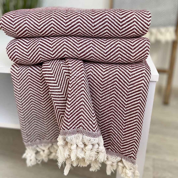 Плед покривало  200х230 зигзаг бордо