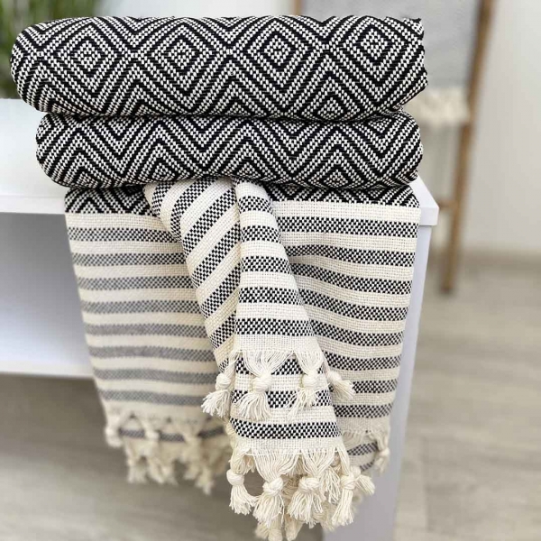 Плед покривало 180х230 ромб чорний