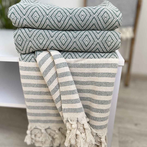 Плед покривало 180х230 ромб ментол