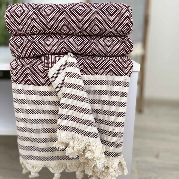 Плед покривало 180х230 ромб бордо