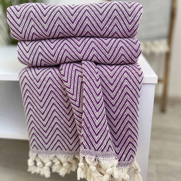Плед покривало 180х230 зигзаг фіолет 