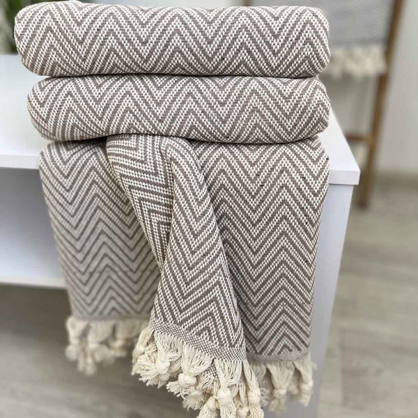 Плед покривало 180х230 зигзаг беж