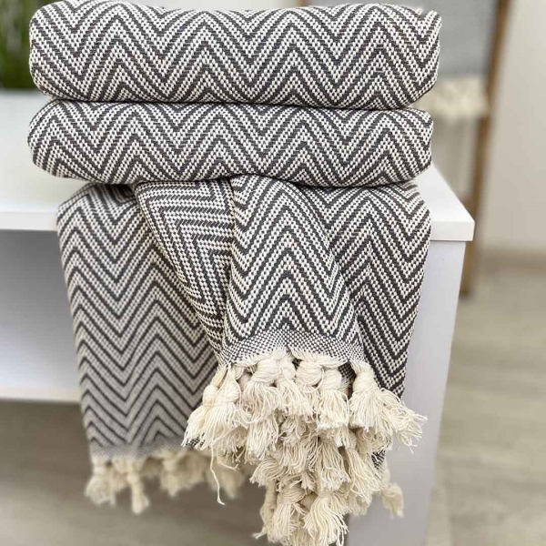 Плед покривало 180х230 зигзаг графіт