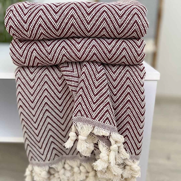 Плед покривало 180х230 зигзаг бордо