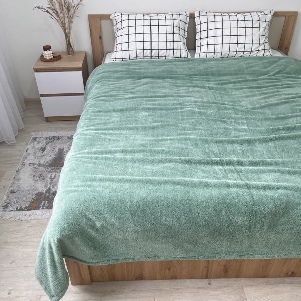 Плед покривало велсофт травка ментол