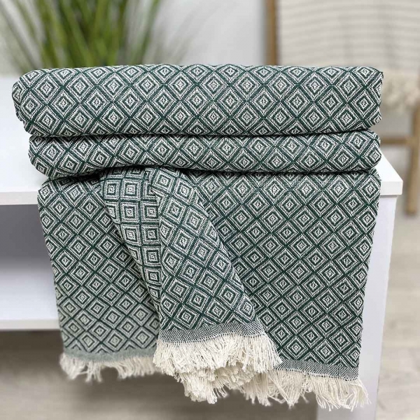 Плед покривало 170х200 ромб зелений