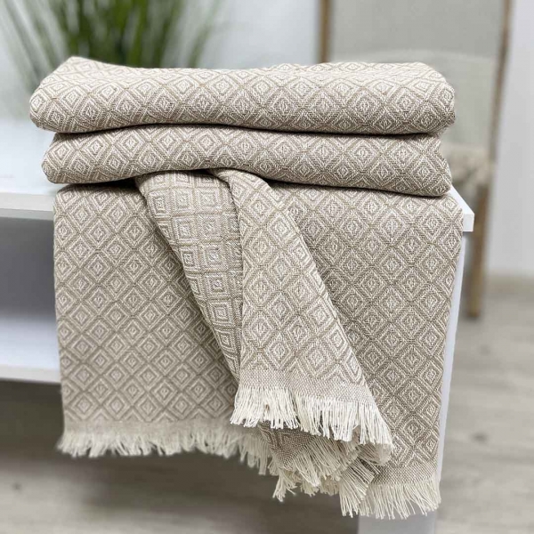 Плед покривало 170х200 ромб беж