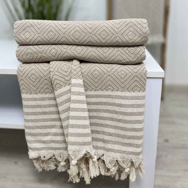 Плед покривало 200х230 великий ромб беж