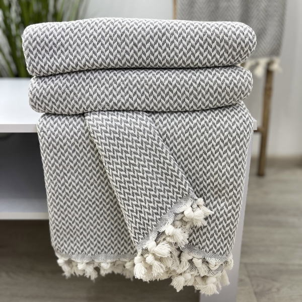 Плед покривало меланж 220х230 сірий