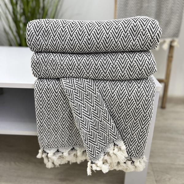 Плед покривало 220х230  ялинка чорна