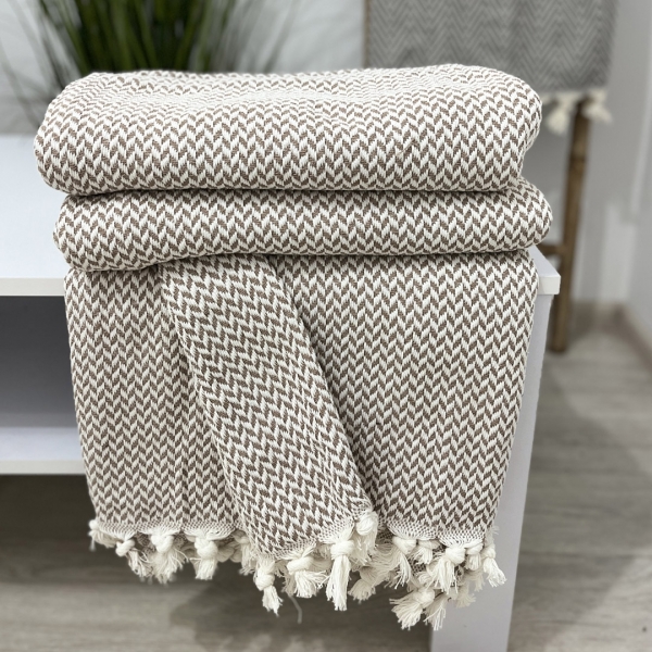 Плед покривало меланж 220х230  беж