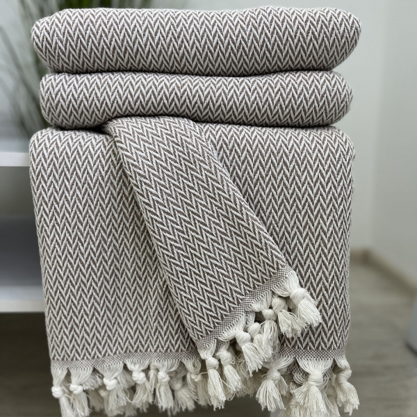 Плед покривало 220х230 дрібний зигзаг беж