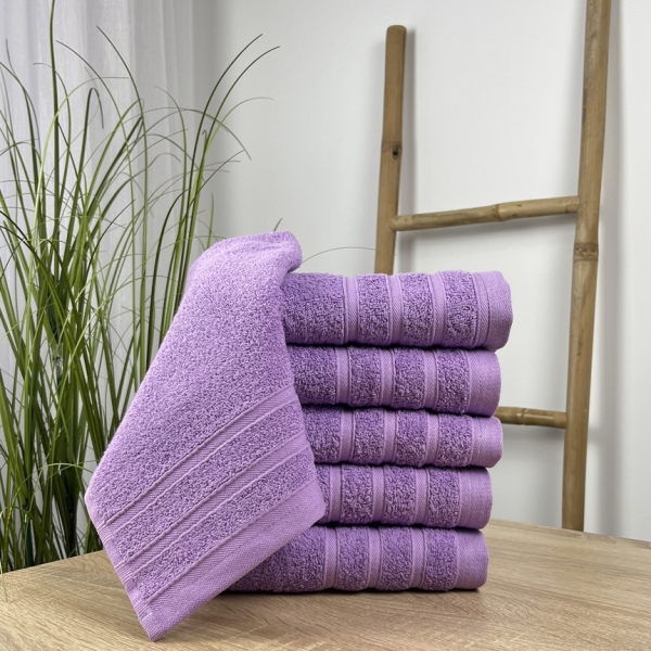 Рушники лице 50х90 5 штук  фіолетовий