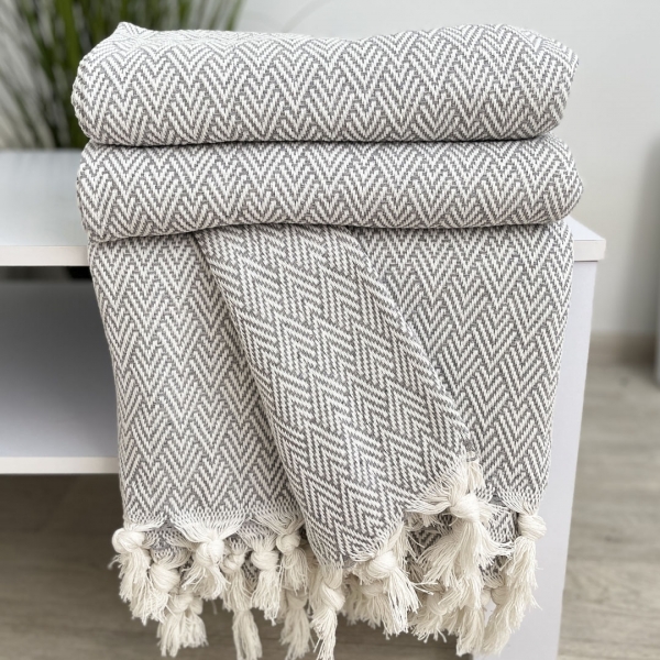 Плед покривало 220х230  ялинка  сіре