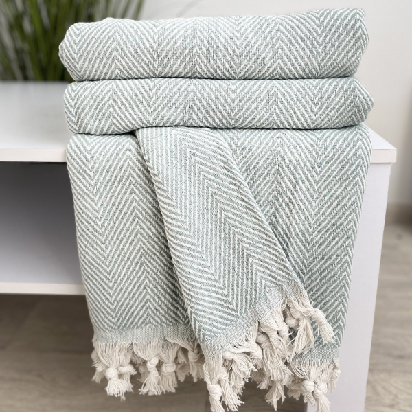 Плед-покривало 200х230 зігзаг ментол