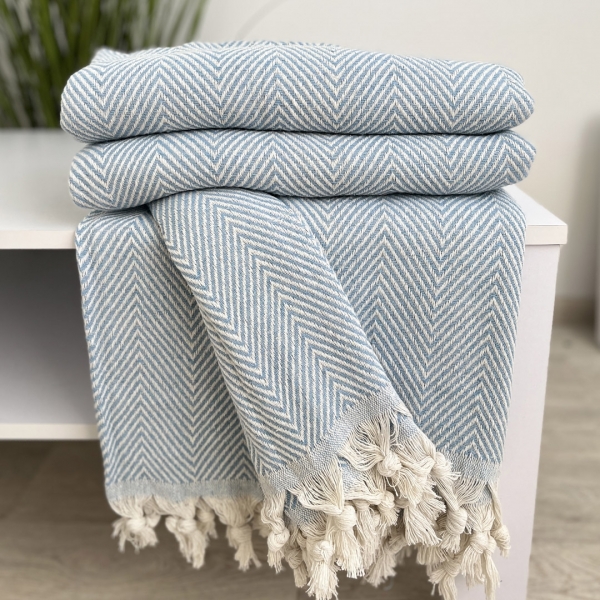 Плед-покривало 200х230 зігзаг голубий