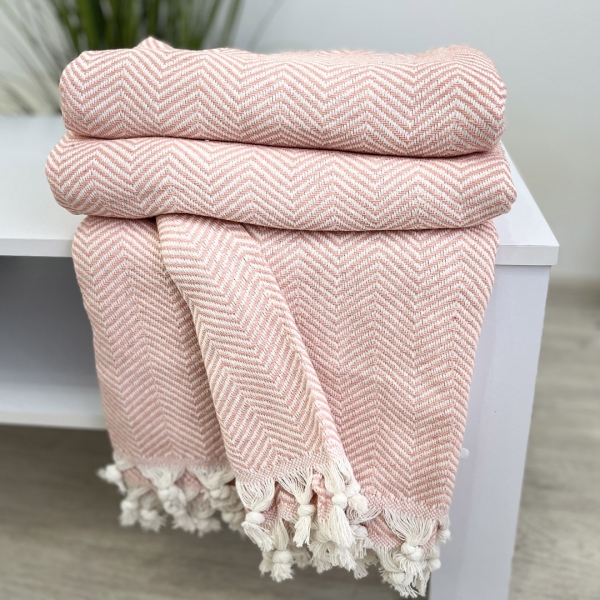 Плед-покривало 200х230 зігзаг  персик