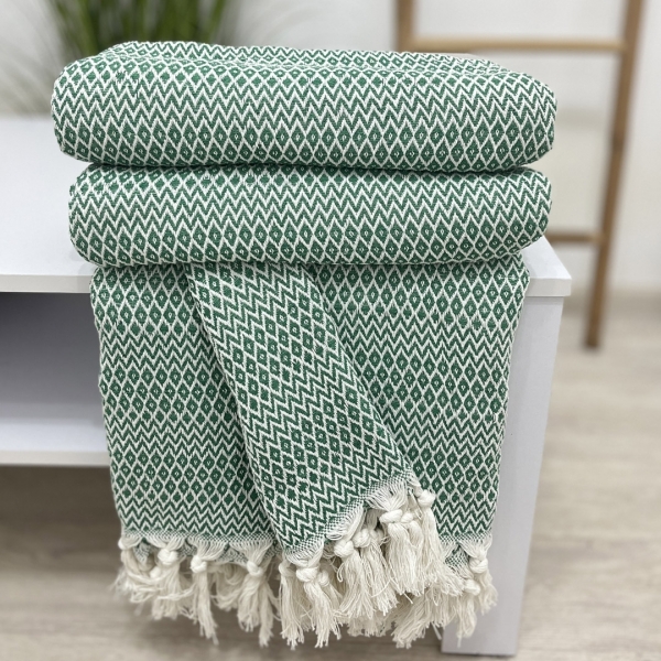 Плед покривало 210х230  ромб зелений