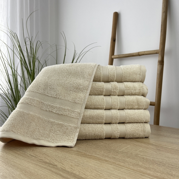 Рушники баня 70х140 5 штук    крем