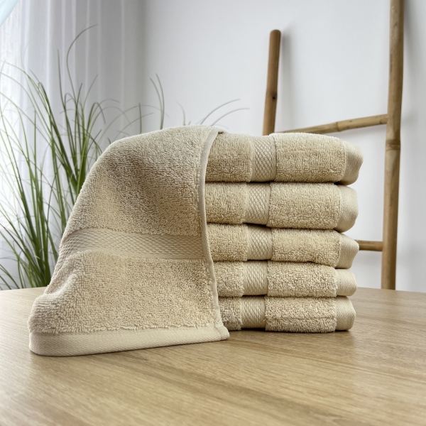 Рушники лице 50х90 5 штук  крем