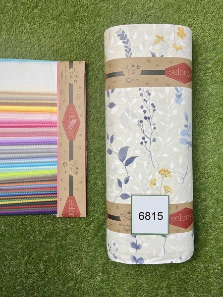 Ранфорс принт 6815 на бежевому фоні