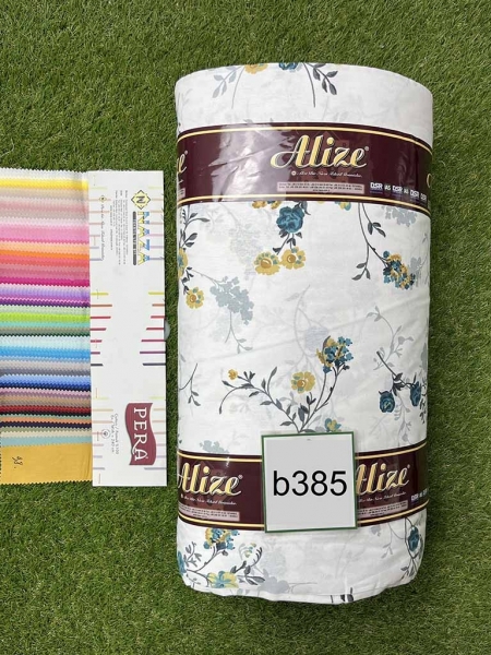 Бязь принт 385 квіти бірюзові