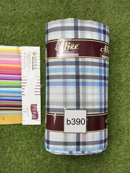 Бязь принт 390 клітинка синя