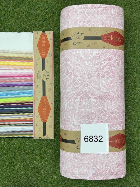 Ранфорс принт 6832 вензеля рожеві 