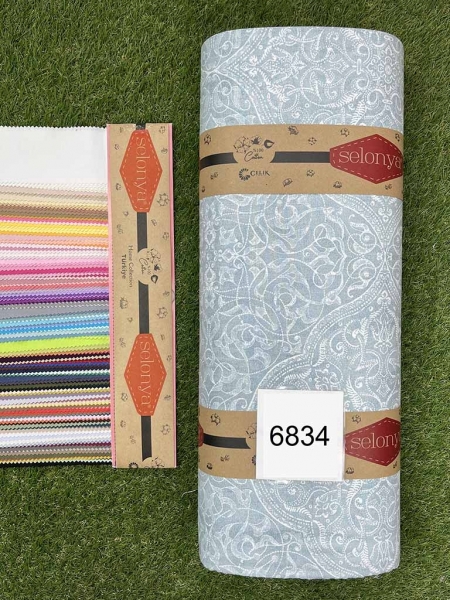 Ранфорс принт 6834 вензеля ментол