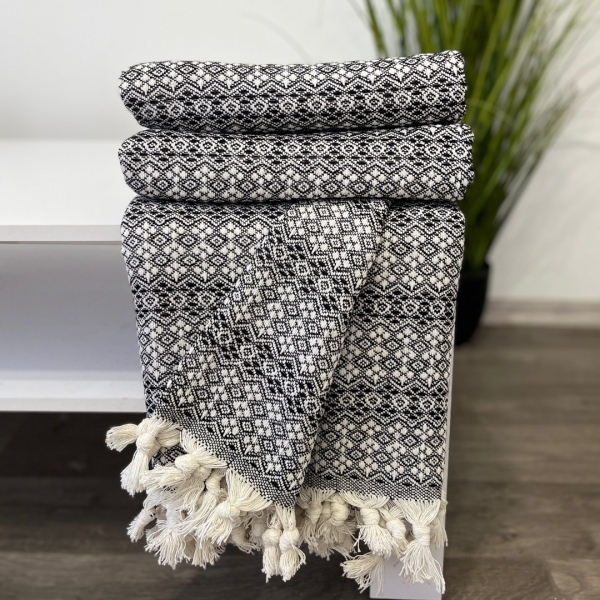 Плед покривало 200х230   ромб полосатий чорний