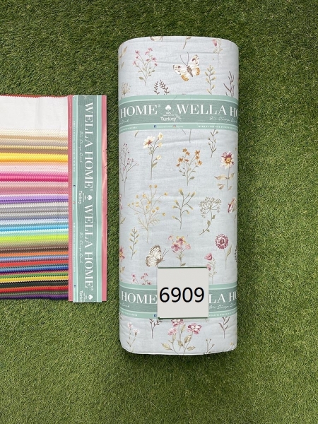 Ранфорс принт 6909 голубий фон