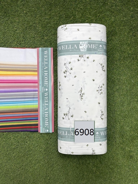 Ранфорс принт 6908 ландыши ментол на белом