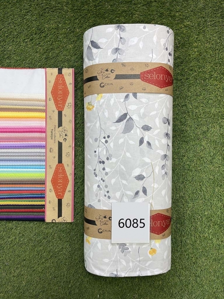 Ранфорс принт 6085 на сірому фоні